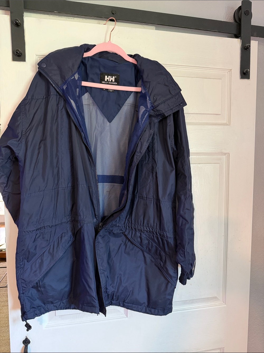 Helly Hansen Navy Blue Raincoat with Hood - Men's Lightweight Shell